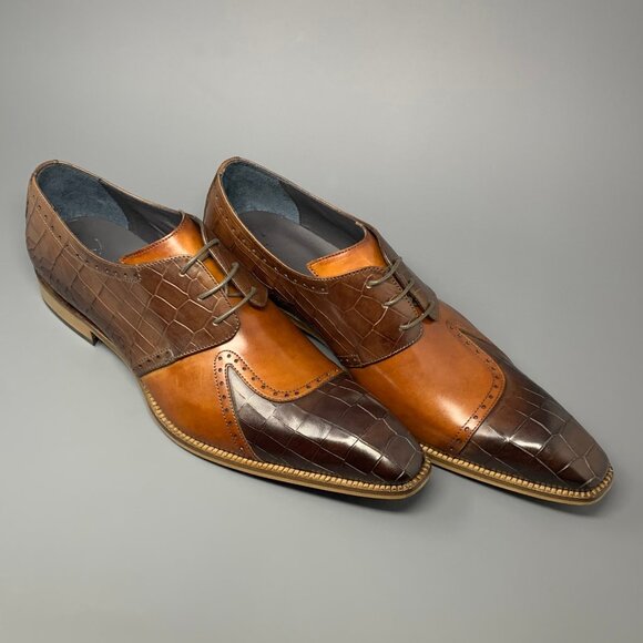 *NEW* DUCA ‘Valentano’ Italian Calfskin / Croco Embossed Print / Men’s 13 Derby - Picture 4 of 14